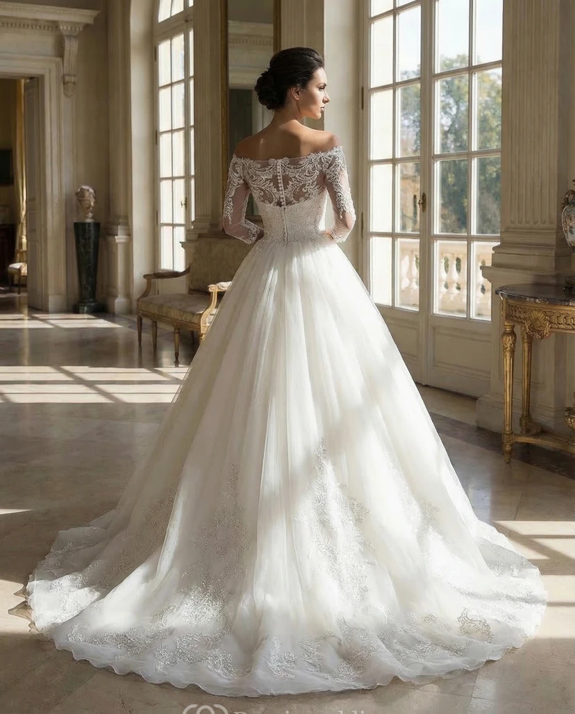 Mini Off-the-Shoulder Lace Wedding Dress view 4