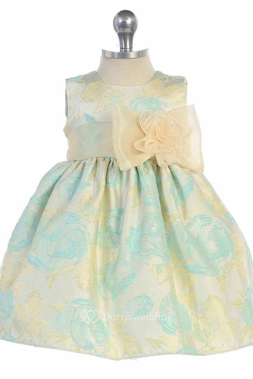Tea-Length Floral Bowed Floral Organza&Satin Flower Girl Dress With Ribbon view 2