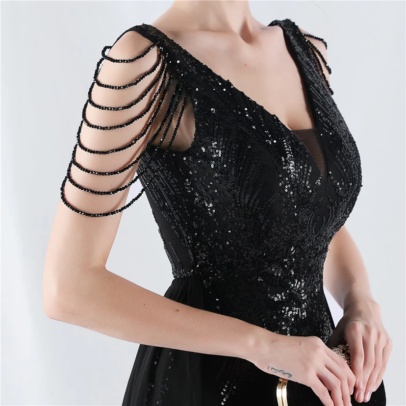 Paillettenbesetzte Blumen mit Cape-Stickerei, hochwertiges Abendkleid, ideal für die Ausrichtung der Jahrestagung view 19