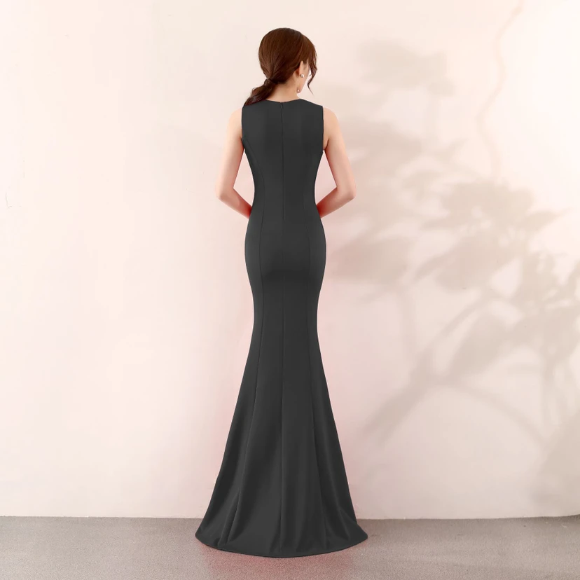 Robe de soirée élégante sirène pour mariée, longue et élégante, idéale pour un banquet ou des fiançailles. Jupe longue pour femme. view 3