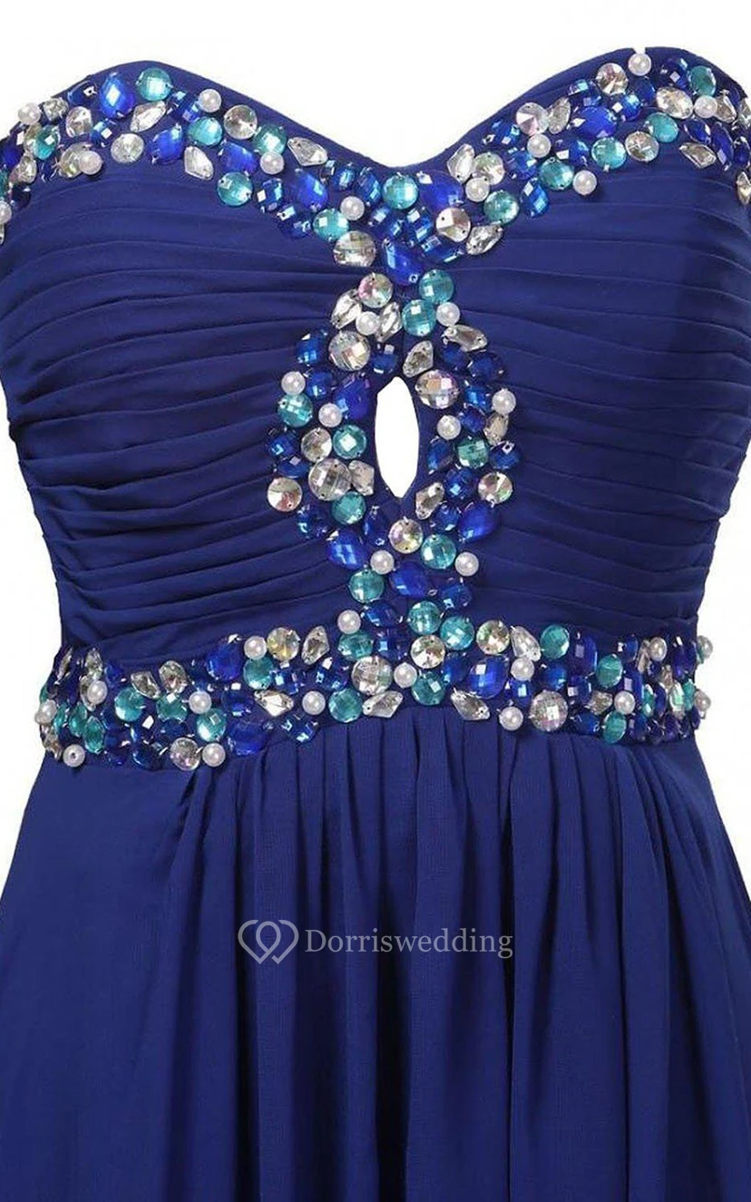 Sweetheart A-line Chiffon Gown With Rhinestones Detail view 4