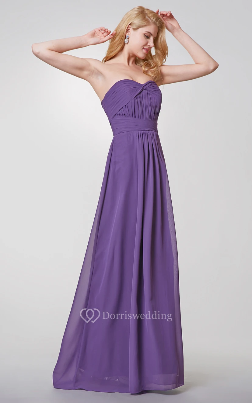 Sweetheart A-line Ruched Long Chiffon Dress view 4