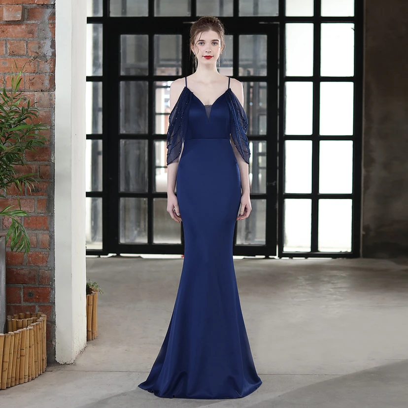 Toast Dress Bride Long Sling Thank You Banquet Slim Fishtail Skirt Wedding Car Model Exhibition Dress view 37