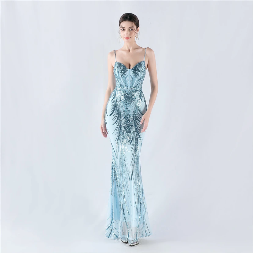 Anfitrión de la celebración nocturna con flores, cintura fija y lentejuelas en forma de espina de pescado view 75