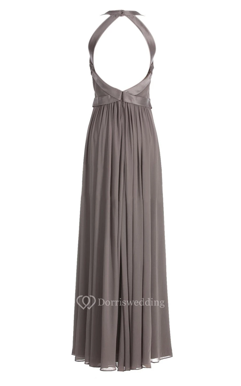 Queen Anne Dress With Satin Belt and Keyhole Back view 3