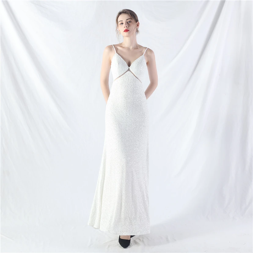 Robe longue trapèze évasée à paillettes, modèle phare du quotidien view 64