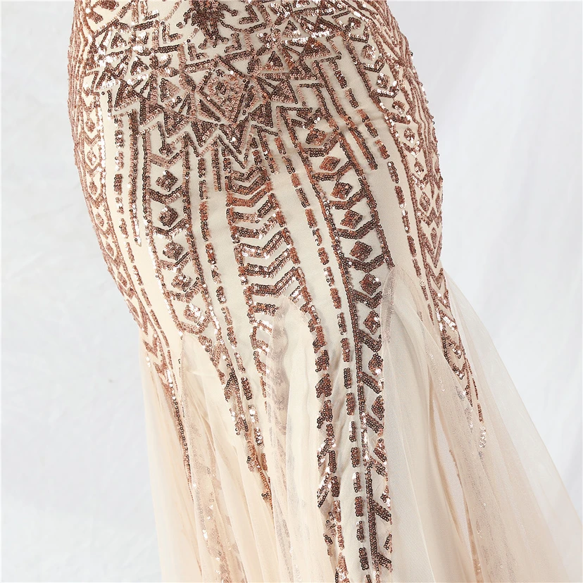 Crafted Beaded Positioning Flower Beads Splicing Mesh Gauze High-End Evening Dress view 39