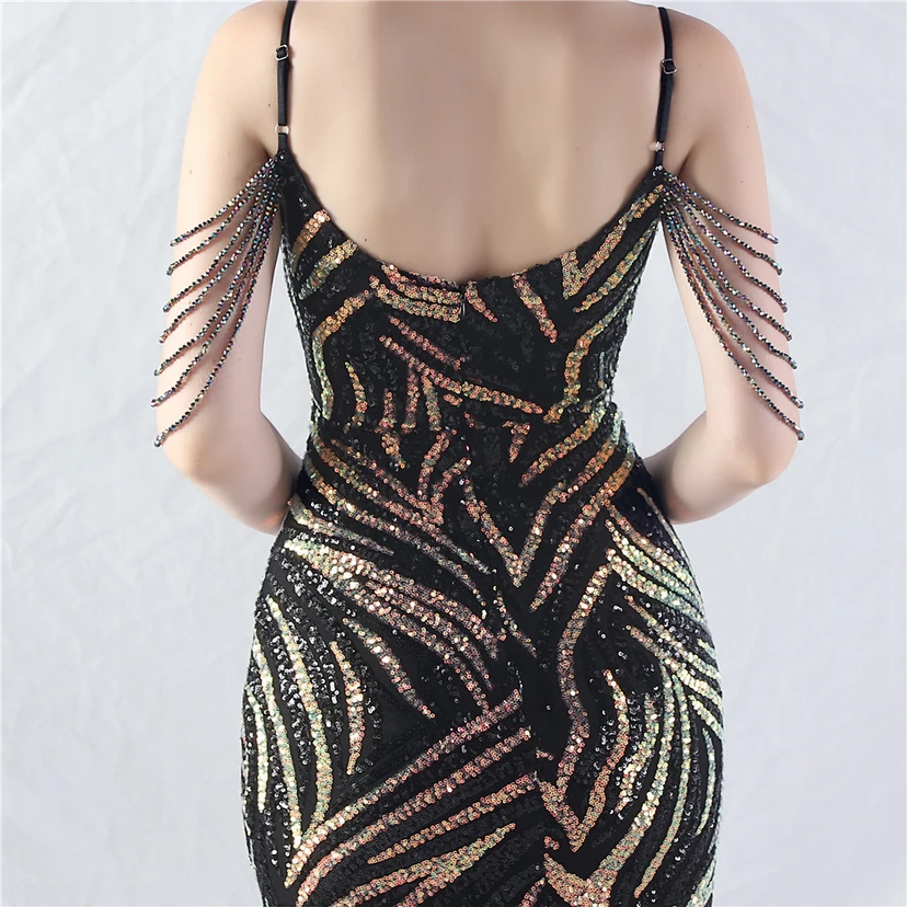 Layered Beads Spliced ​​Mesh High-End Evening Dress view 60