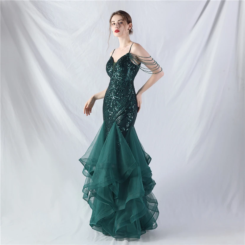Handgefertigte Perlen, festes Netz, Positionierungsblumenperlen, Spleißnetz, heißes Tanz-Feier-Performance-Kleid view 73