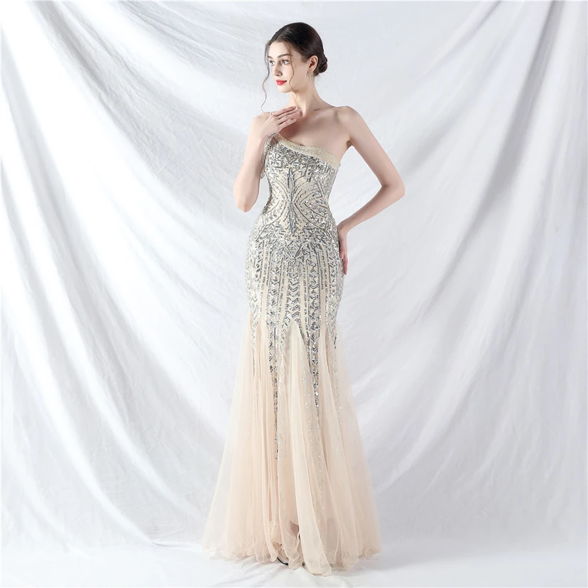 Robe de soirée haut de gamme ornée de perles de positionnement, de fleurs et de broderies en tulle. view 23