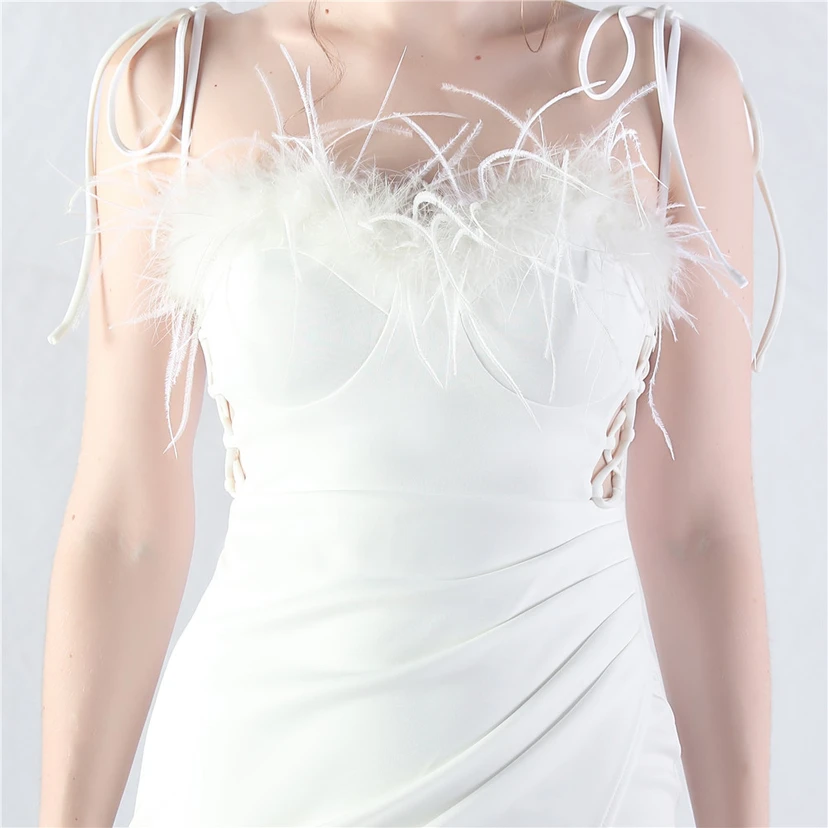 Double-Binding Waist-Shaped Ears Adjustable Satin Evening Dress view 48