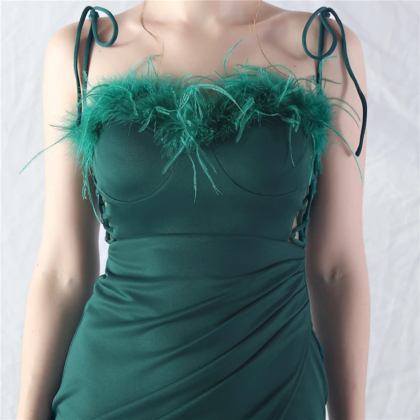 Double-Binding Waist-Shaped Ears Adjustable Satin Evening Dress view 28
