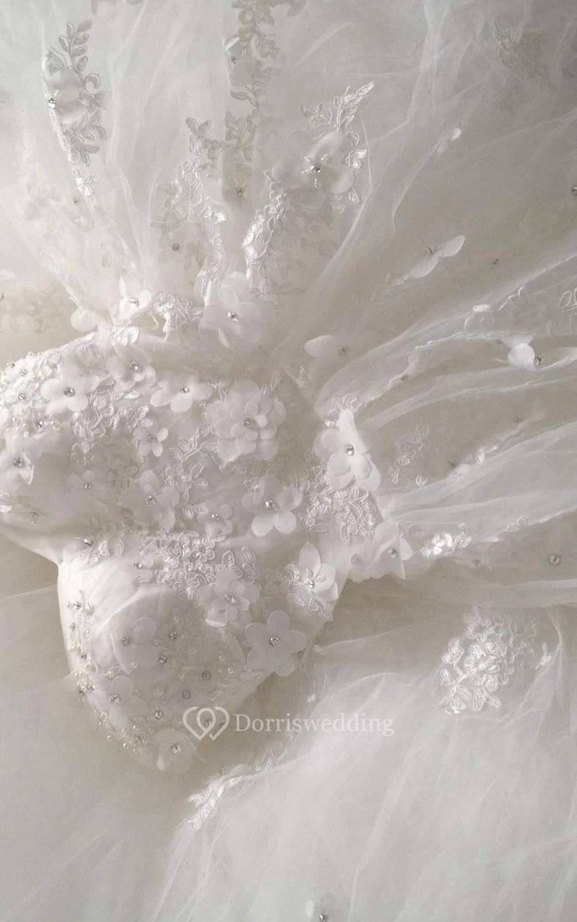 Sweetheart Tulle Ball Gown With Lace Bodice and Beadings view 3