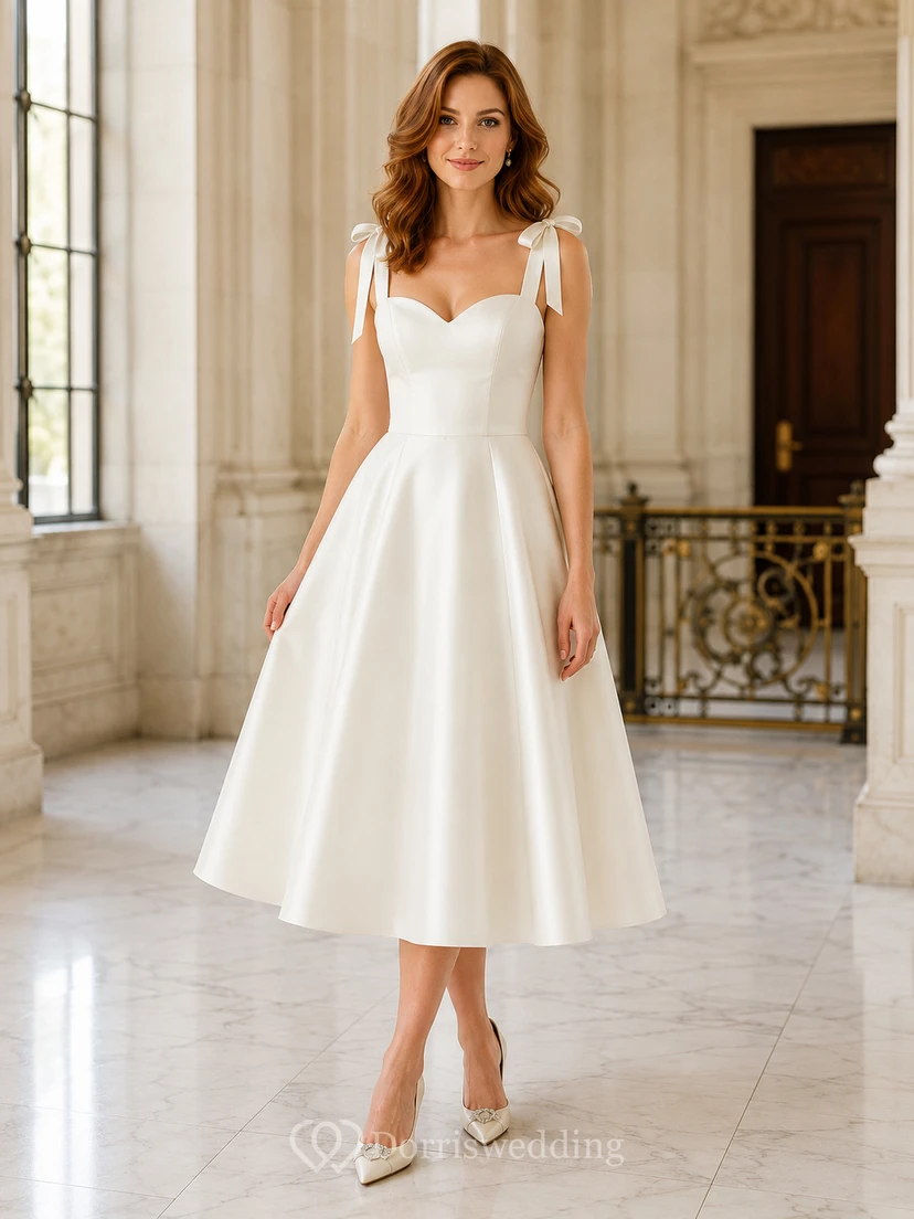 Lace Tulle Wedding Dress A-Line Sweetheart Sleeveless Mini Bridal Gown