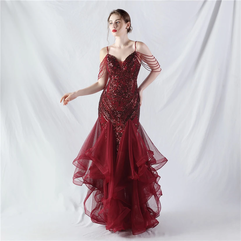 Handgefertigte Perlen, festes Netz, Positionierungsblumenperlen, Spleißnetz, heißes Tanz-Feier-Performance-Kleid view 22