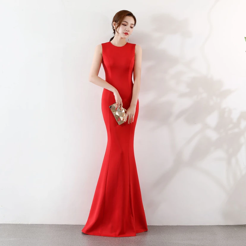 Robe de soirée élégante sirène pour mariée, longue et élégante, idéale pour un banquet ou des fiançailles. Jupe longue pour femme. view 9