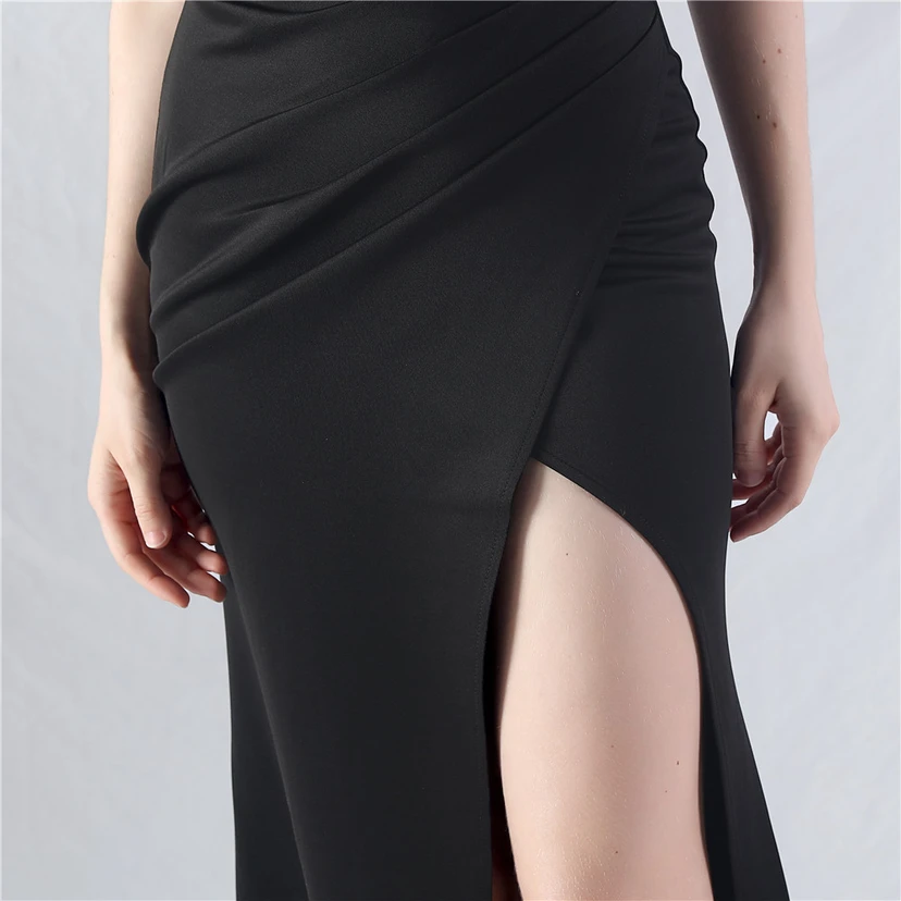 Vestido de noche de alta gama con cintura de espiga, elaborado con cuentas y forma elaborada. view 72