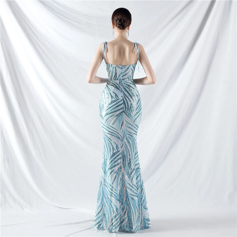 Double-Binding Rope-Binding Craft-Made Ostrich Feather Encrypted Laminated Beads High-End Evening Dress view 46