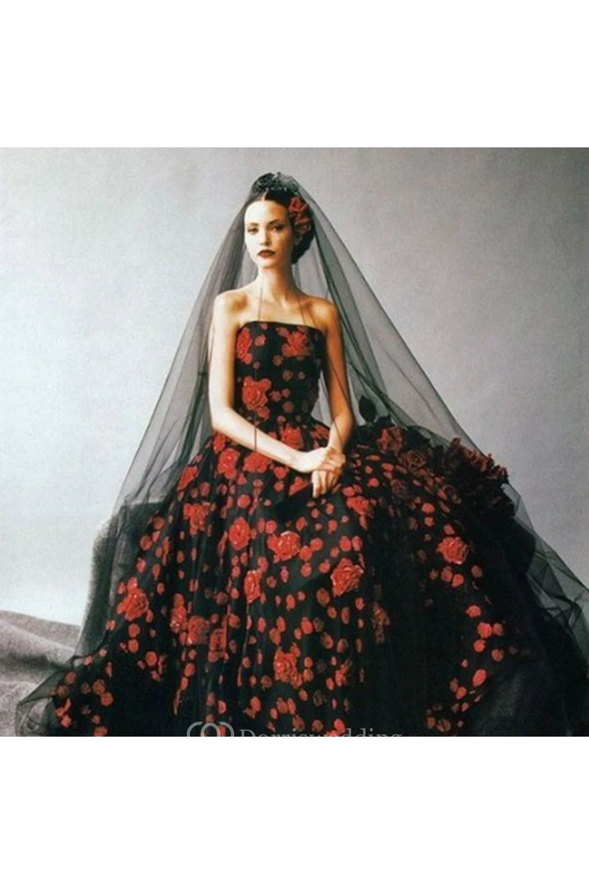 Long Black Red Soft Net Solid Color Bare Tulle view 3