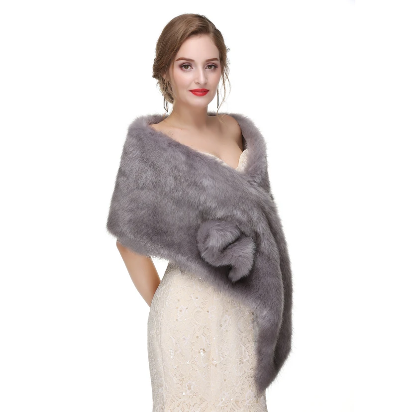 Bridal Winter Warm Wool Cape Fur Wedding Dress Fox Fur Waistcoat view 27