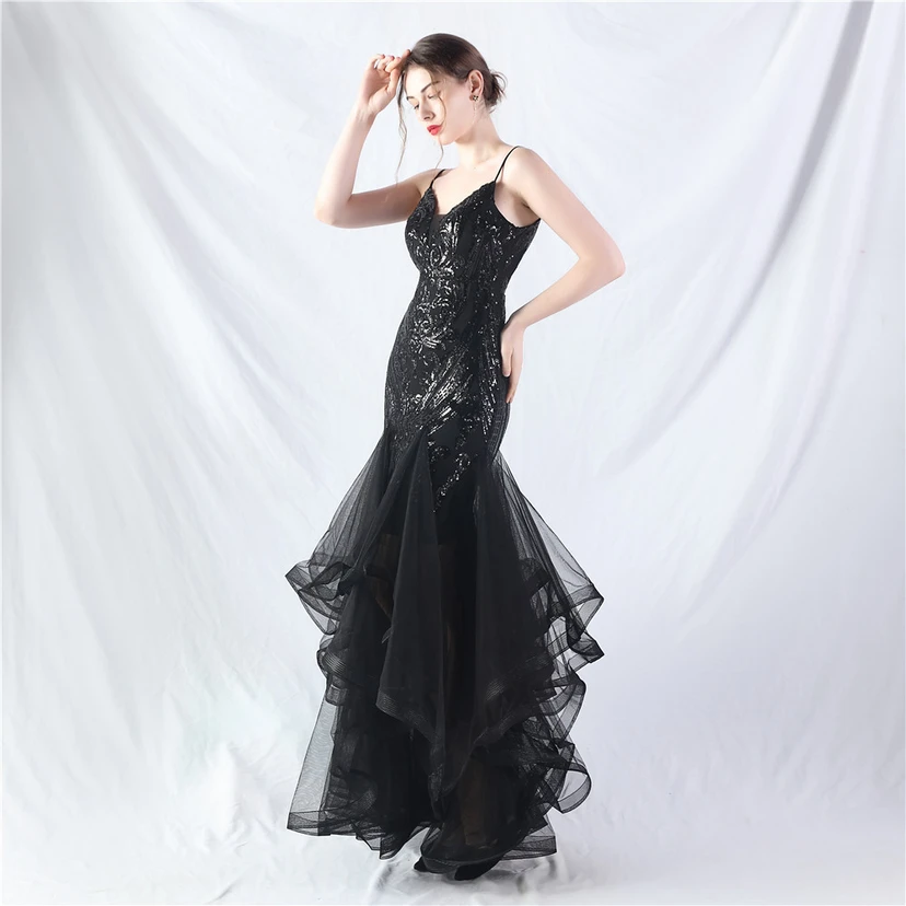 Vestido de actuación para celebración de baile caliente con cuentas de flores y posicionamiento de red rígida. view 30