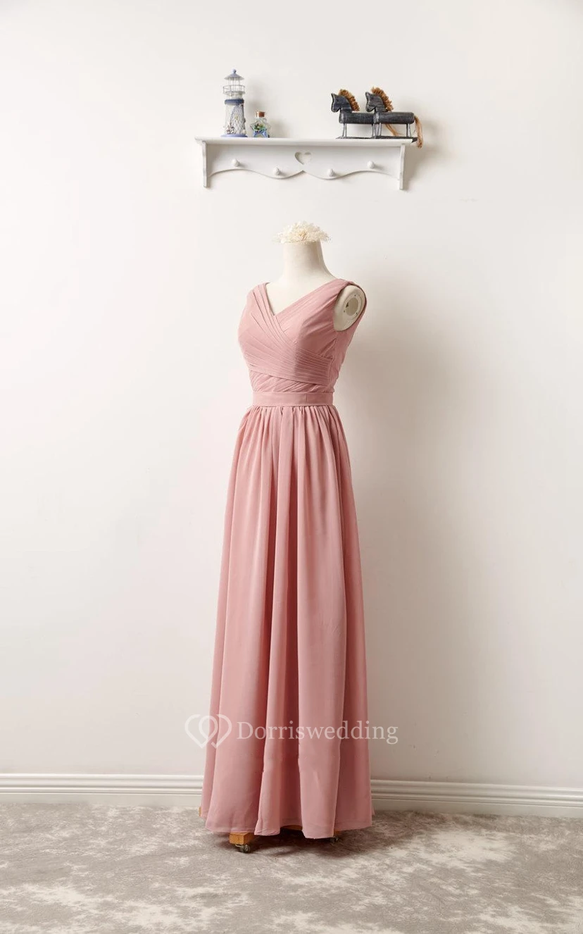 Short Maxi V-neck Chiffon Dress view 3