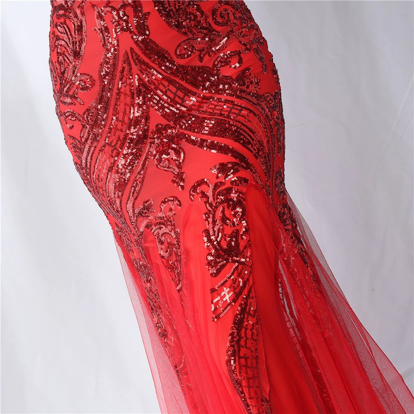Positionierung Blumenschnitt Netz Pailletten Hochzeitsdinner Toast Party Abendkleid view 9