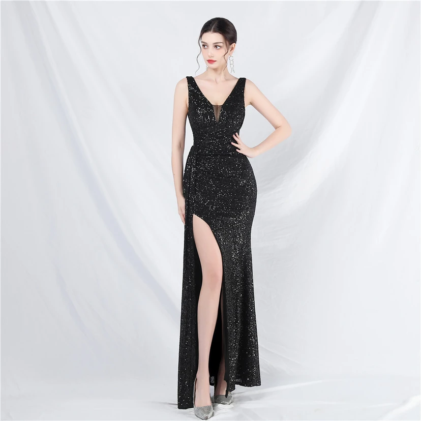 Cross-Border Dress Sequined Ribbon Long Evening Dress view 2