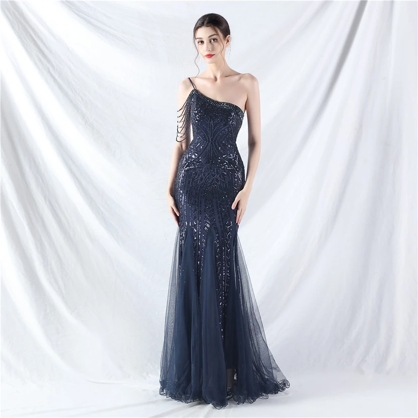 Robe de soirée haut de gamme ornée de perles de positionnement, de fleurs et de broderies en tulle. view 62