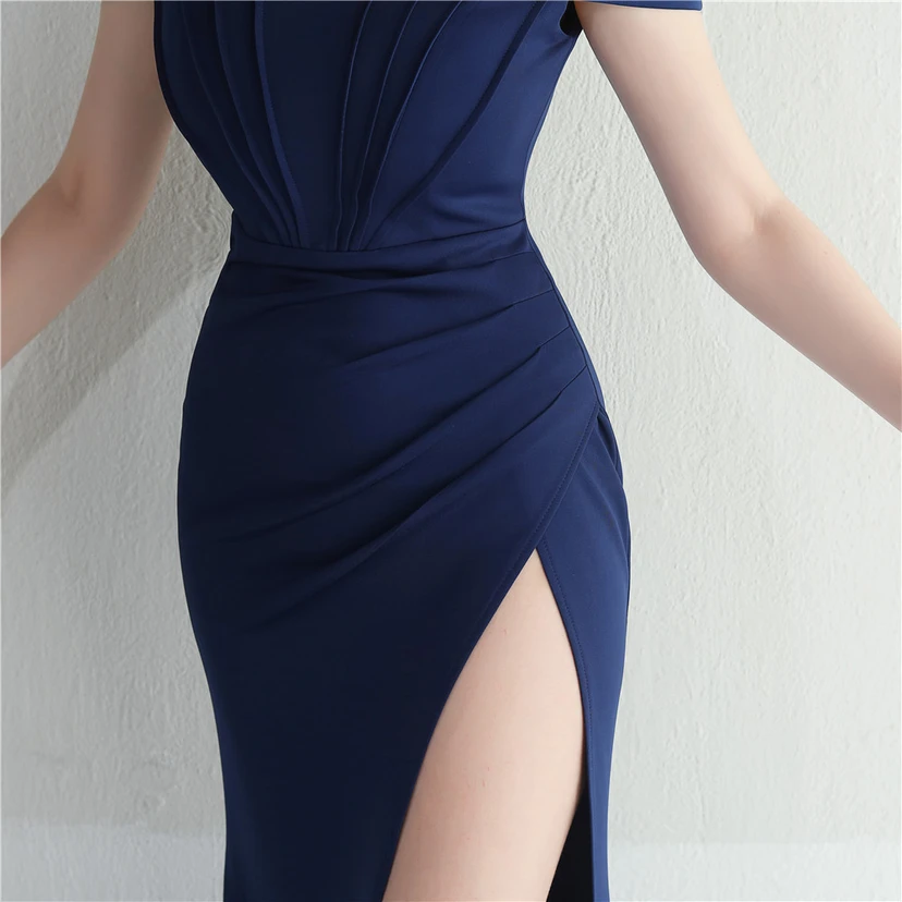 Cross-Border Supply schulterfreies, einseitig schulterfreies Kleid mit Schlitz für Nachtclub, Hochzeit oder Abendessen view 17