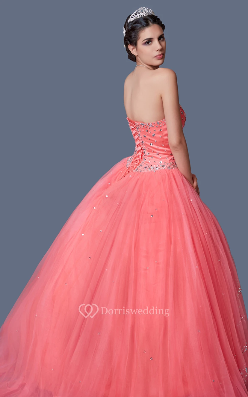 Regal Sequined Sweetheart Layered Tulle Quinceanera Ball Gown view 4