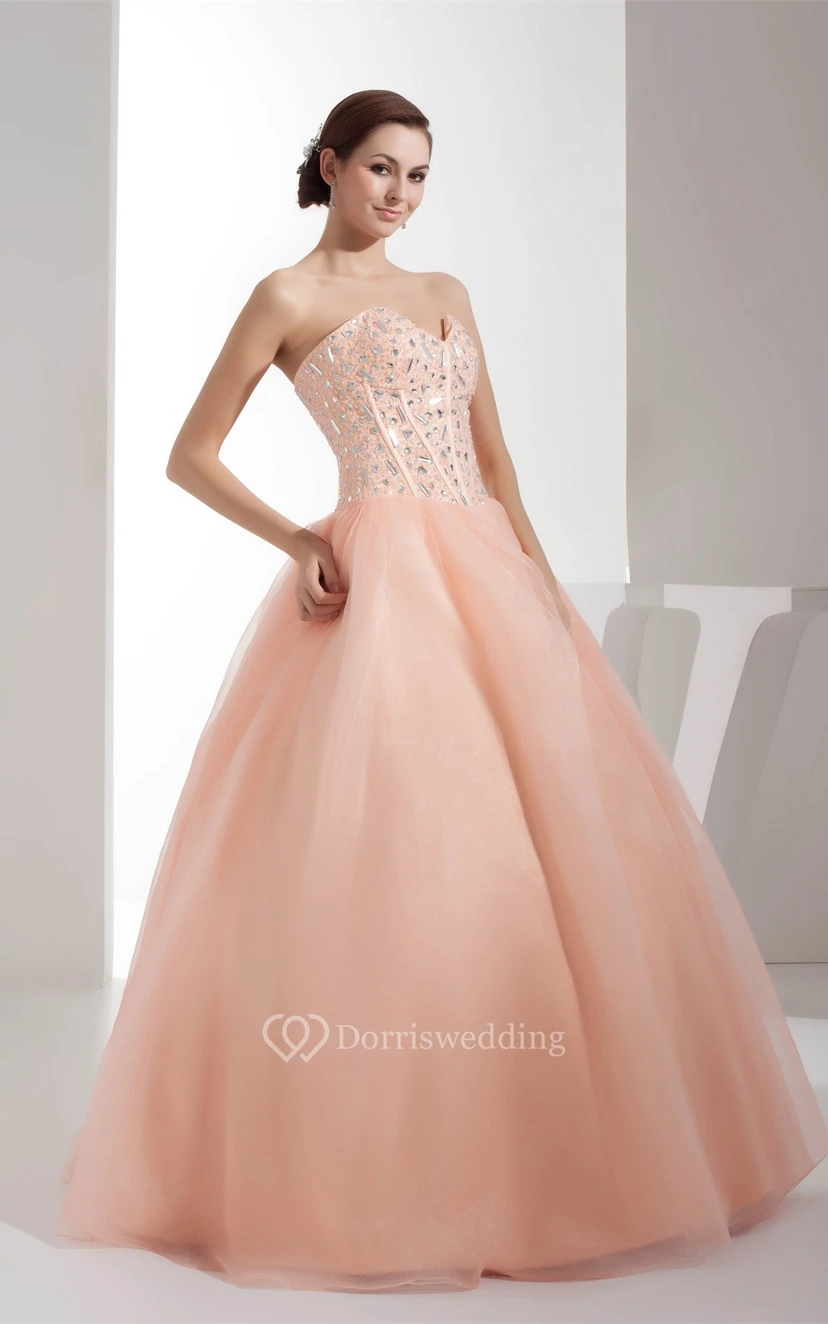 Sweetheart A-Line Pleated Ball-Gown With Gemmed Bodice view 5