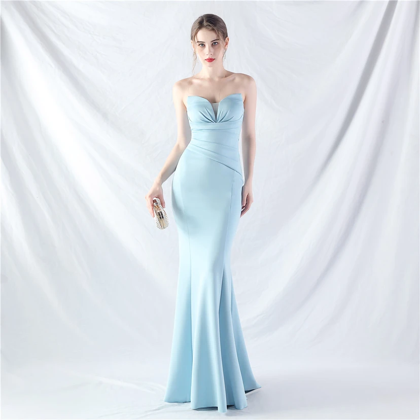 Craft Dress Sexy Off-Shoulder Wrapped Chest Satin Evening Dress view 37