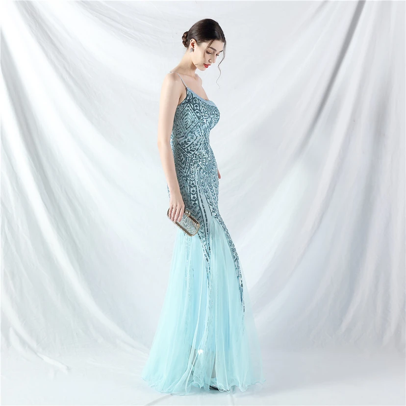 Crafted Beaded Positioning Flower Beads Splicing Mesh Gauze High-End Evening Dress view 24