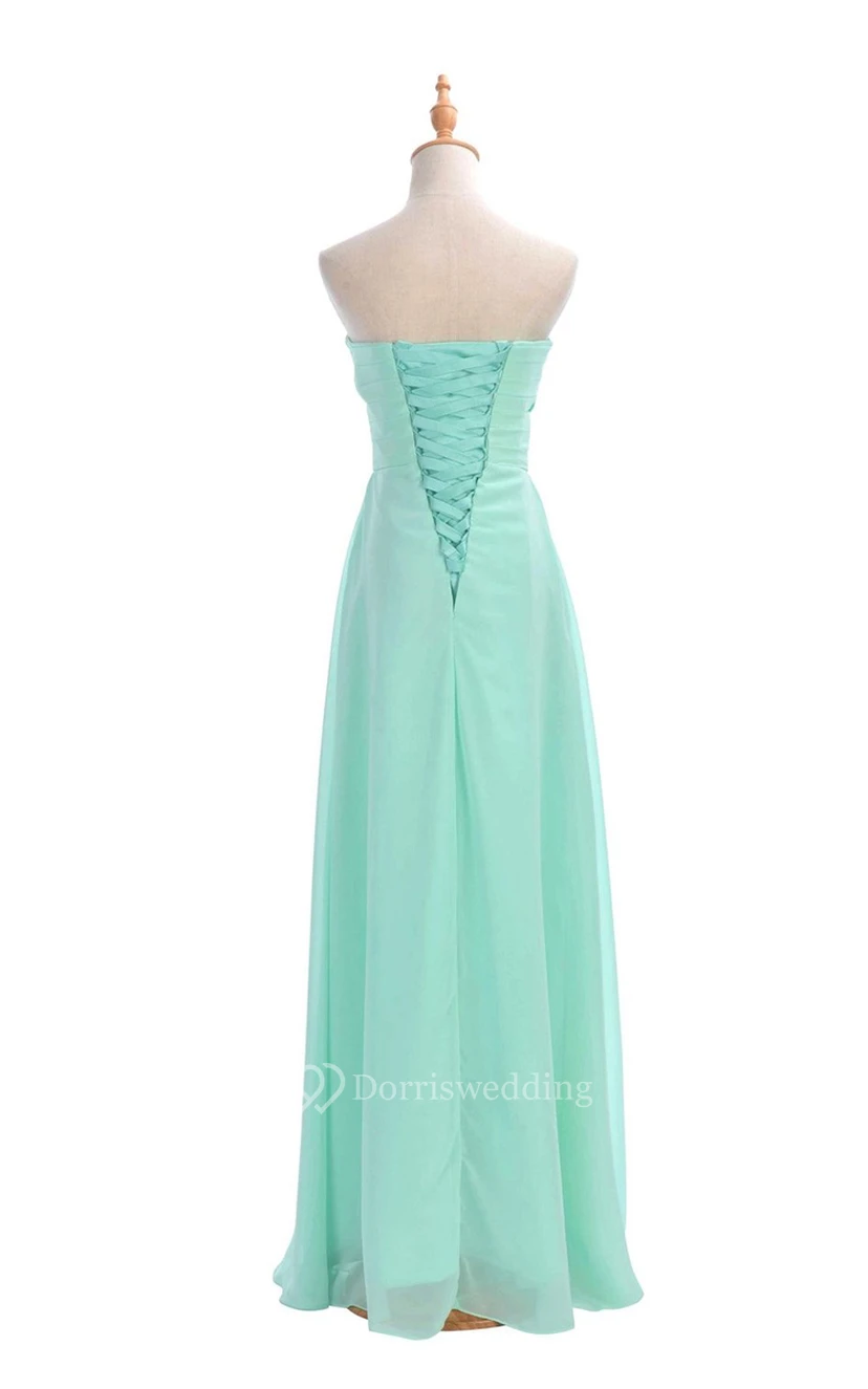 Sweetheart Criss-cross Chiffon A-line Dress With Lace-up Back view 12