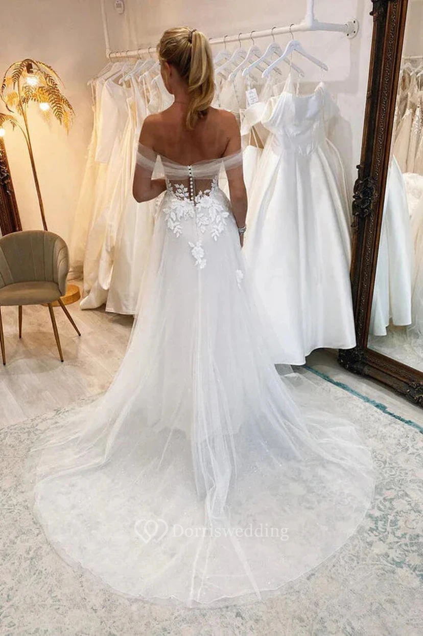 Tulle Sweetheart Criss-cross Empire Wedding Dress view 2