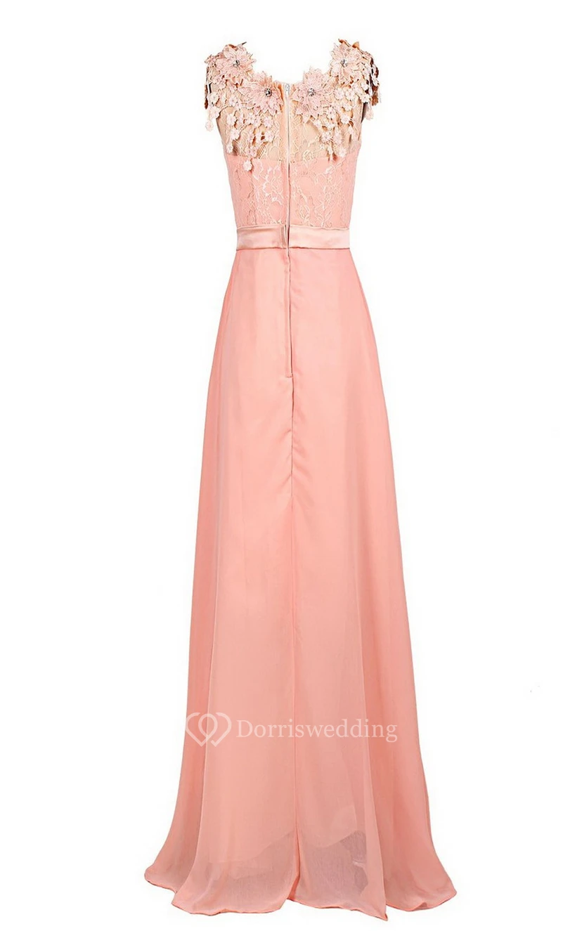 Scalloped Crystal-beaded A-line Gown With Lace Appliqued Bodice view 3