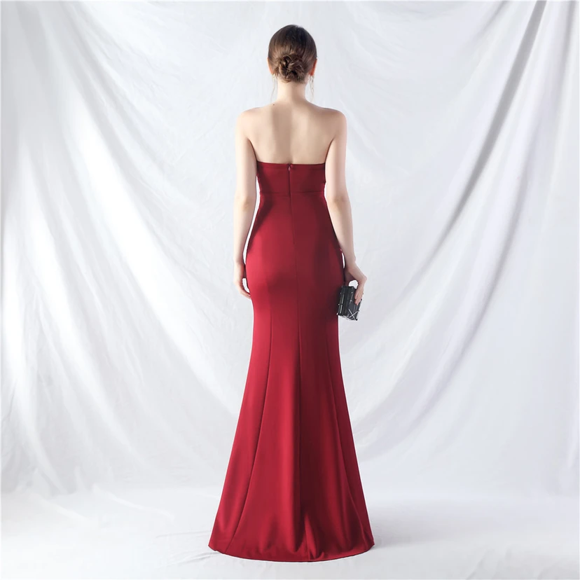 Craft Dress Sexy Off-Shoulder Wrapped Chest Satin Evening Dress view 6