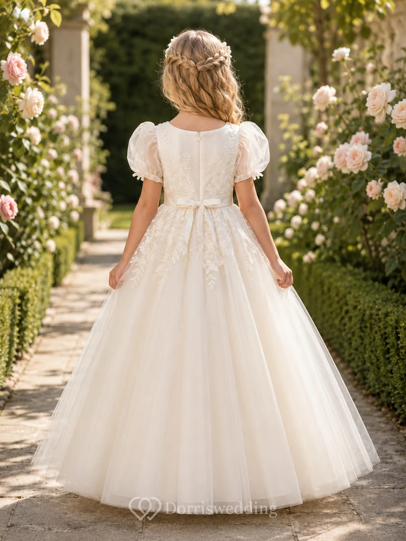 Boho-Tüllkleid für Blumenmädchen mit flatternden Ärmeln view 2