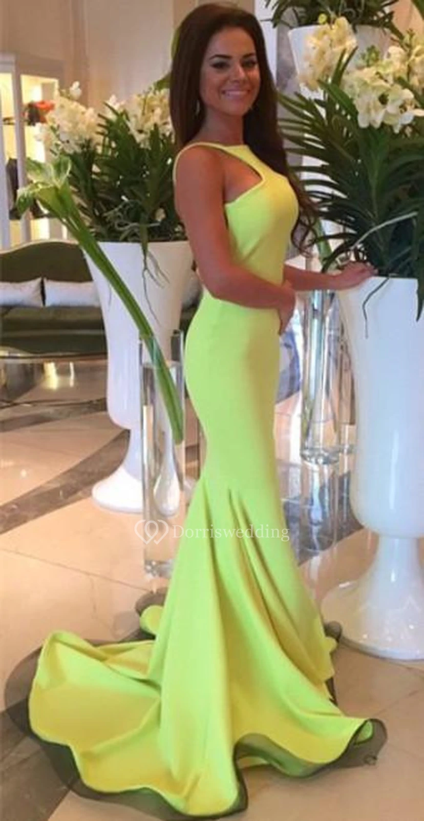 Sexy Mermaid Jewel Open Back Prom Dress Sweep Train Sleeveless