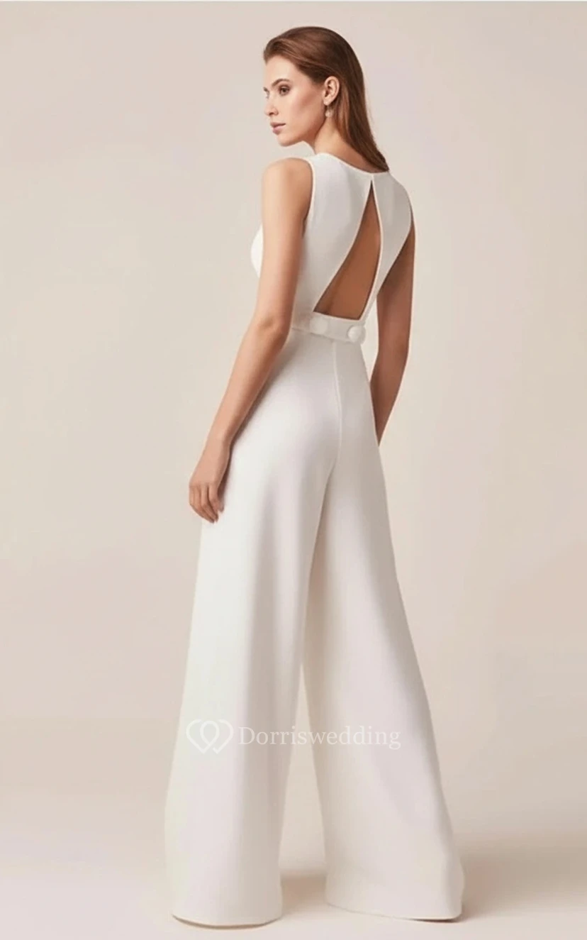 Sleeveless Slim Fit Wide Leg Wedding Jumpsuit view 2