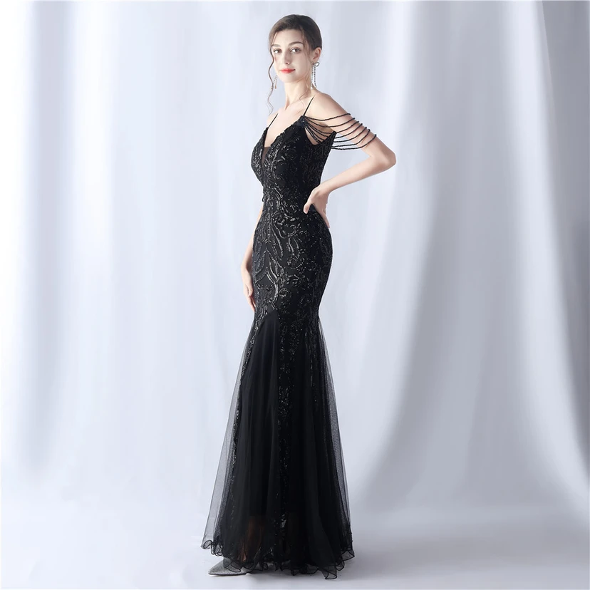 Robe de soirée haut de gamme en maille perlée et ornée de perles, modèle 3034. view 21
