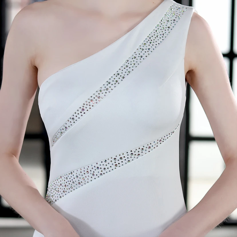 Toast Dress Bride Long One-Shoulder Thank-You Banquet Slim Fishtail Skirt Wedding Car Model Exhibition Dress view 25