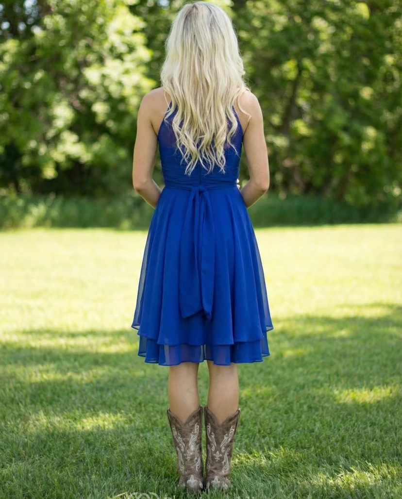 Country Style Scoop Neck Mini Chiffon Dress view 2
