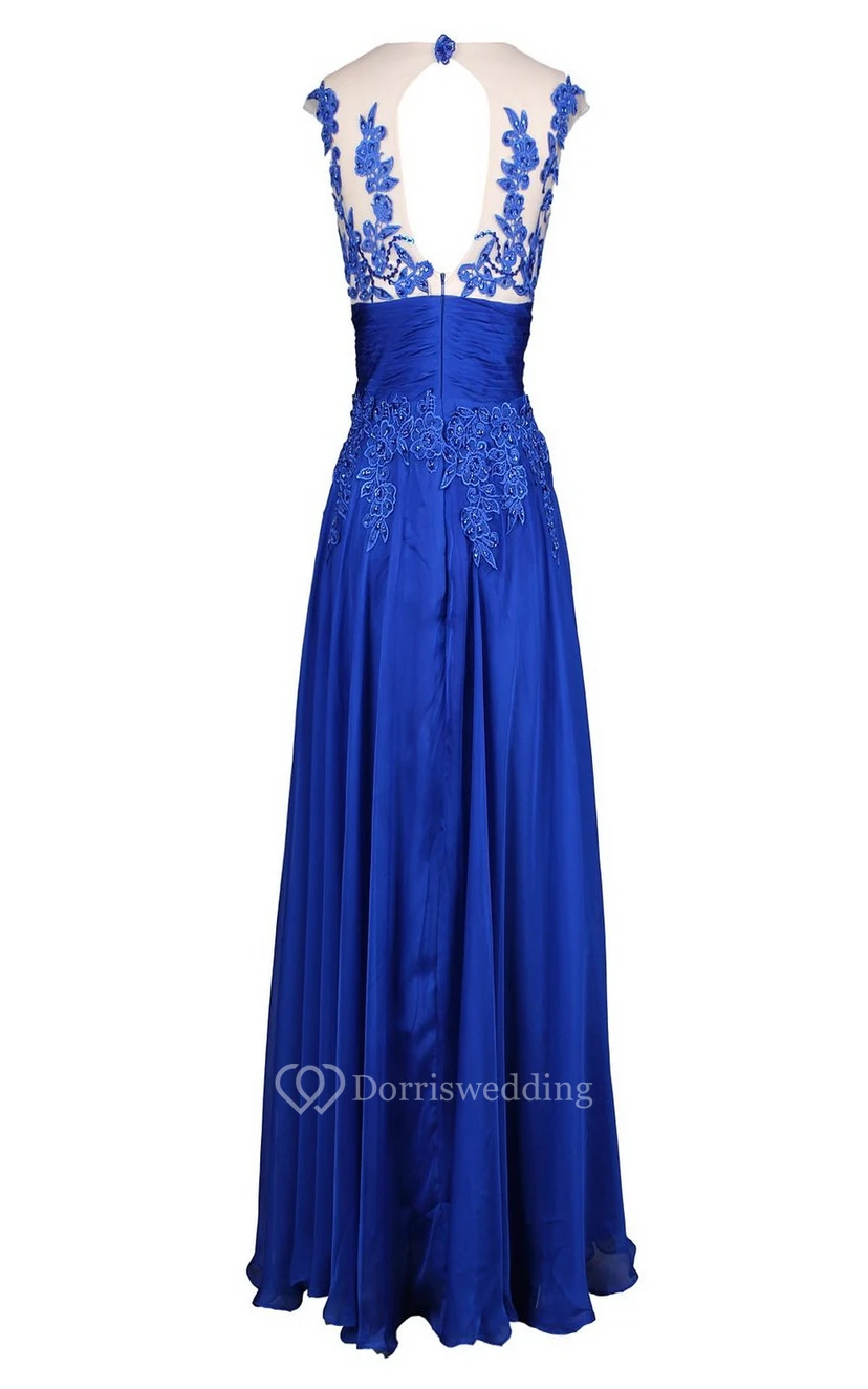 Sleeveless Sequined Appliqued Long Pleated Chiffon Dress view 3