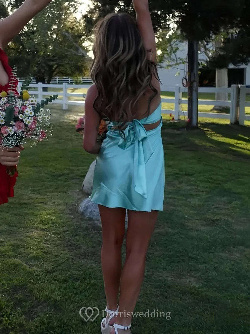 Mint Green Strapless Twist Front Dress view 4