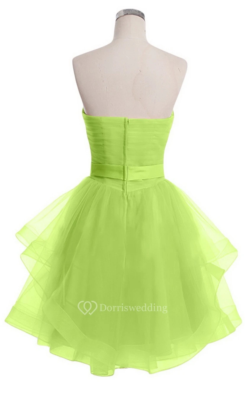 Sweetheart A-line Mini Dress With Pearled Waist view 5