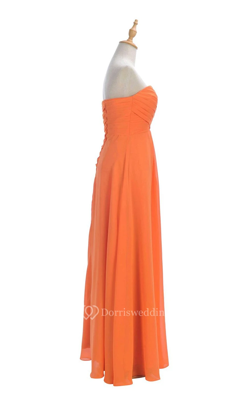 Sweetheart Criss-cross Chiffon A-line Dress With Lace-up Back view 44