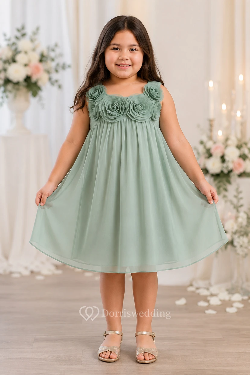 Knee-Length Sleeveless Chiffon Flower Girl Dress view 4