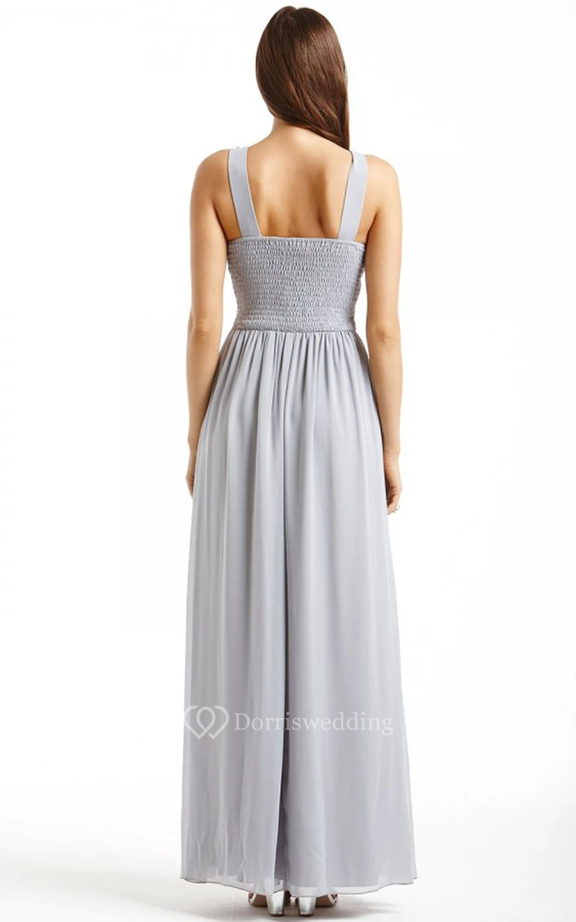 Scoop Neckline Modest A-Line Gown With Squared Back view 15